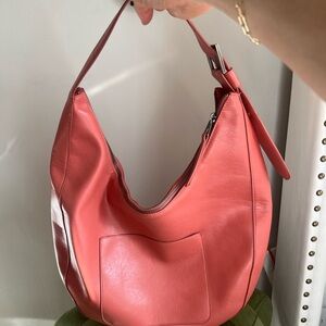 Pink Leather Hobo Bag